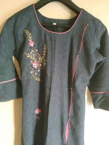 Chic Blue Embroidered Kurti