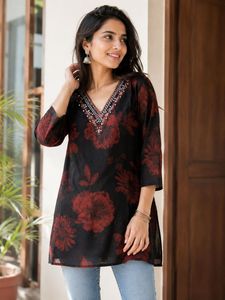 Embellished Floral Kurta Top