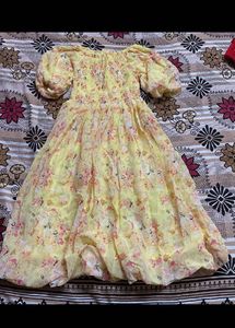 Yellow Floral Smocked Dress