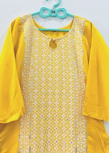 Bright Yellow Embroidered Kurta