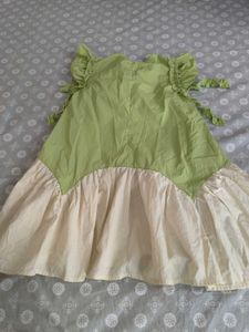 Cute Green &amp; Cream Ruffled Dress