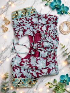Elegant Maroon Embroidered Saree