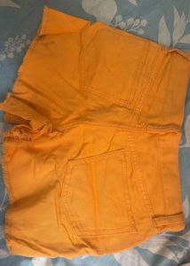 Orange Denim Shorts
