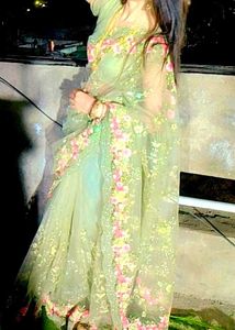Elegant Green Floral Saree