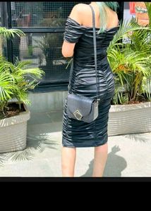 Newme black Off-Shoulder Ruched Dress