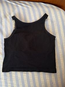 Black Tank Top with Silver Chain Detail