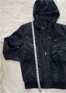 ZARA Men's Navy Blue Hooded Jacket
