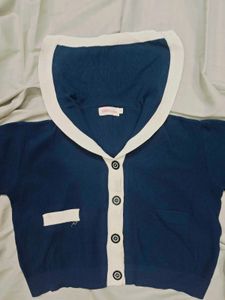 Navy Blue Crop Korean top
