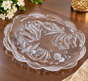 Vintage Japanese crystel Glass Serving Dish