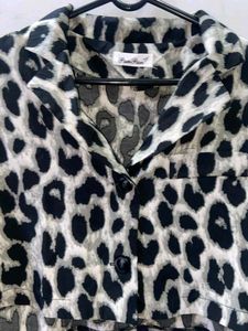 Leopard Print Cropped Shirt