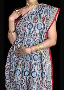 Embroidered cotton Silk Duppatta with sequins Work
