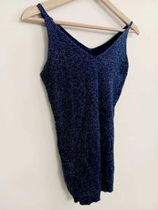 Sparkly Navy Blue V-Neck Tank Top