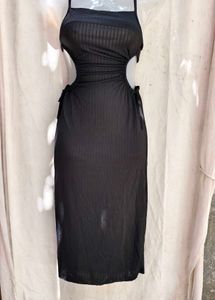 I. Chic Black Cut-Out Midi Dress