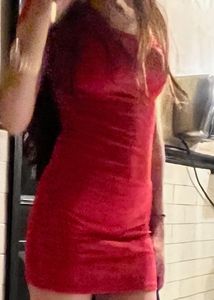 Red Off-Shoulder Ribbed Bodycon Dress