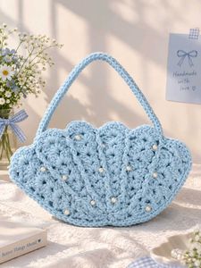 Blue Crochet Shell Handbag
