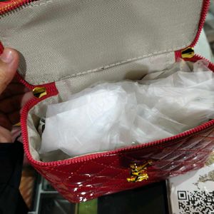 Red Quilted Patent Vanity Bag
