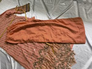 ✨Beautiful Peach Mirror Work Dress✨