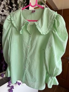 Mint Green Ruffled shirt