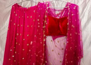 Sale !!Rose-pink Embroidery Lahenga-choli