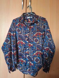 Boho Print Long Sleeve Button-Up Shirt