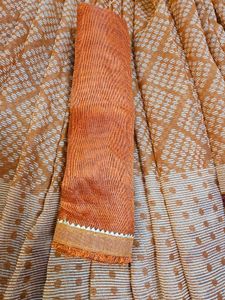 Elegant Brown colour Printed Saree with blouse