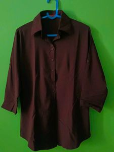 Women's Burgundy Collared Shirt