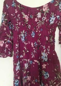 Boho Floral Print Purple Maxi Dress