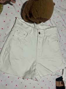 White Denim Cut-Off Shorts