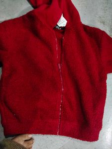premium Red Fleece Zip-Up hoodie