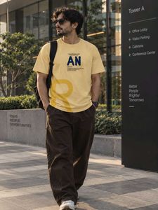 Men's Yellow Graphic Print T-Shirt