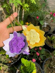 2 combo Mini Rose Bouquet Keychain