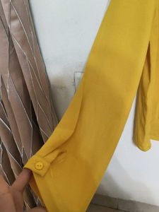 Zara Mustard Yellow Blouse with Tie Neck