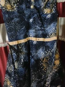 Blue Printed A-Line Dress