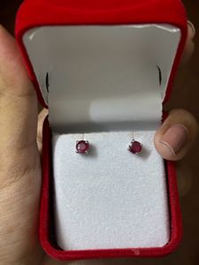 Real Ruby Sterling Silver Earrings Studs