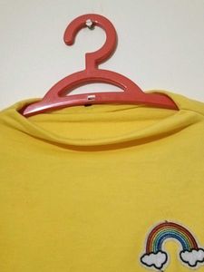 Cute Yellow Cropped Long Sleeve Top