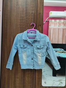 Light blue Denim Jacket with Fringe