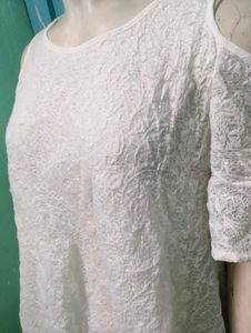 White Cold Shoulder Lace Dress