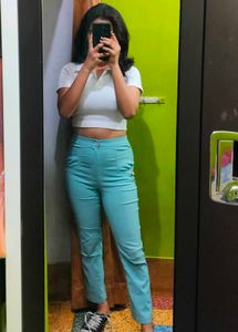 Blue high wasted trauser