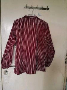 Chic Polka Dot (Maroon) Long Sleeve Top