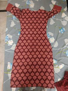 Maroon Printed Kurta Set