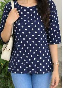 Navy Blue Polka Dot Kurta Size M