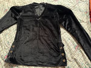 Elegant Black Velvet V-Neck Top