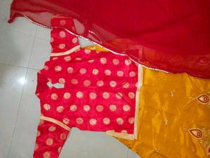 Vibrant Yellow &amp; Red marwadi Set