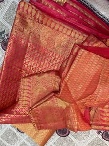 Beautiful Red &amp; Gold Brocade Saree