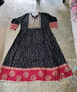 Black Golden Printed Anarkali Kurta