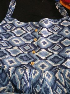 Boho Blue Diamond Print Summer Dress