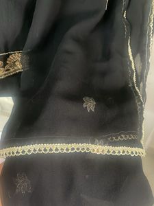 Elegant Black Embroidered dress material