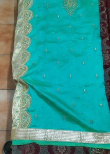 Teal &amp; Gold Sari