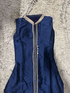 Elegant Royal Blue &amp; Gold Ethnic Dress