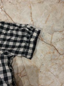 Black and White Gingham Ruffle Top